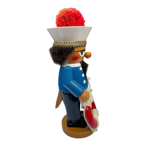 Steinbach's Wooden 12” CHUBBY SAILOR NUTCRACKER Life Saver Tube Pom Pom Hat Vtg - Picture 6 of 9
